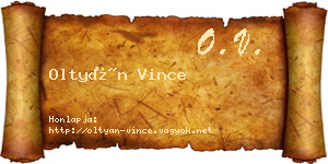 Oltyán Vince névjegykártya